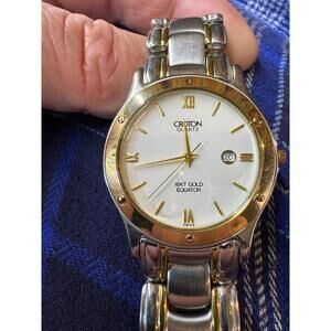 Croton Solid 18KT‎ Gold Equator Quartz Watch with Date